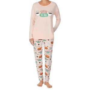 FRIENDS Women's Central Perk Long Sleeve Sleep Shirt Pajama lounge set -various